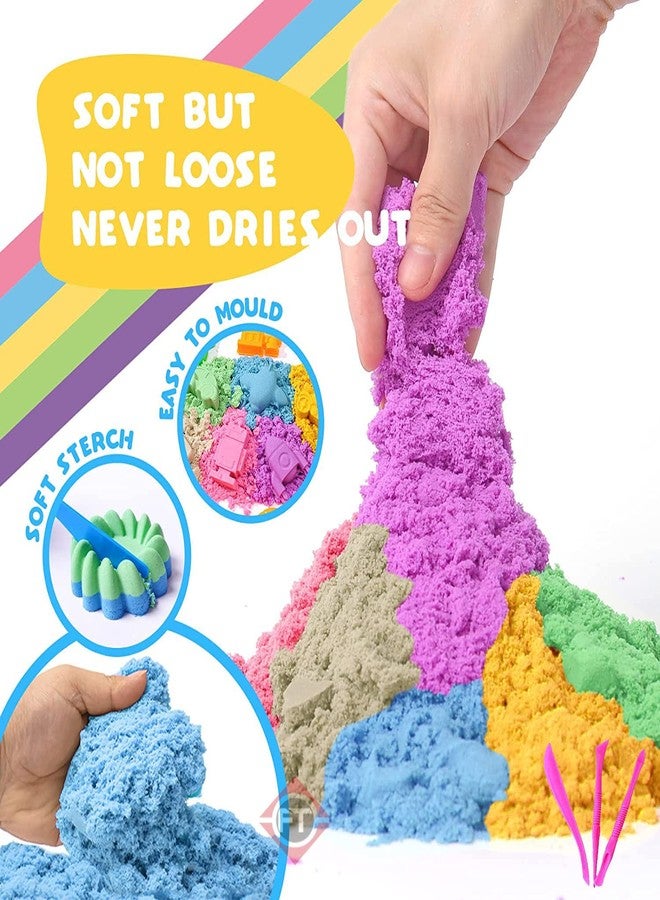 Firstly Traders Pack of 12 Mini Sand Multi Color for Kids with 12 Assorted Moulds+3 Modelling Tools - Kinetic Sand Kit Activity Toys, Soft Sand Clay Toys for Boys & Girls - Image 2